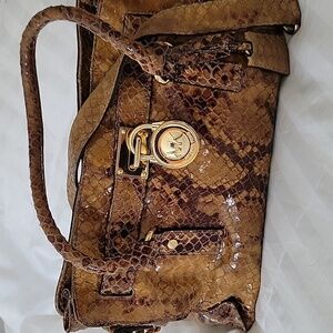 Michael Kors Brown Faux Snakeskin Leather Tote